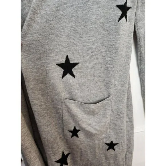 SOFT SURROUNDINGS Gray Stars Cashmere Blend DUSTER Open Cardigan Sweater Sz M - Picture 4 of 5